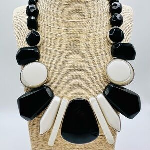 Chicos Elegant Black and White Statement Necklace